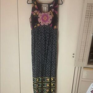 Anupamaa Floral Maxi silk & cotton combo Dress - Multicolor size medium